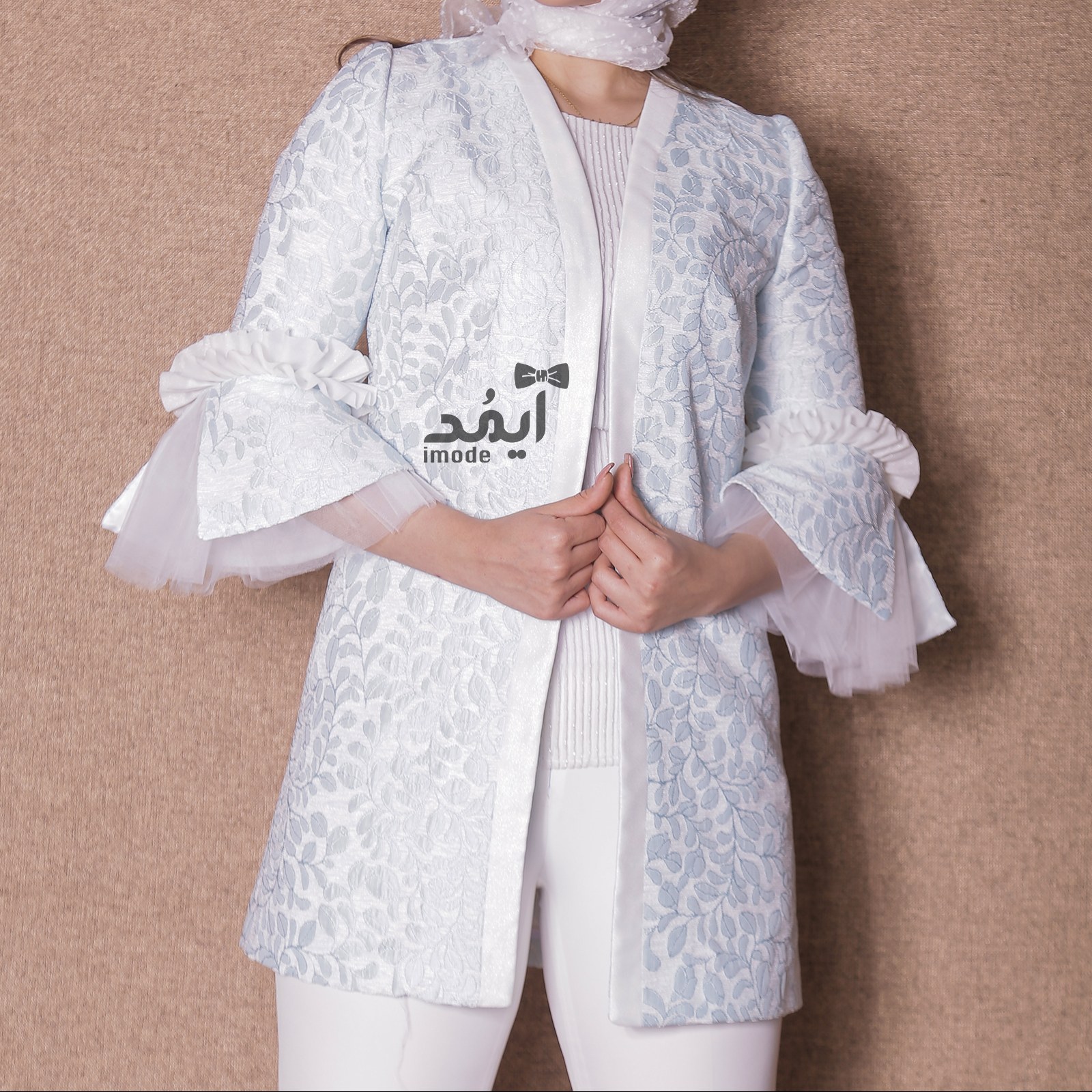 مانتو ژاکارد مجلسی زنانه مدل چیستا مدل مانتو ژاکارد آبی جدید