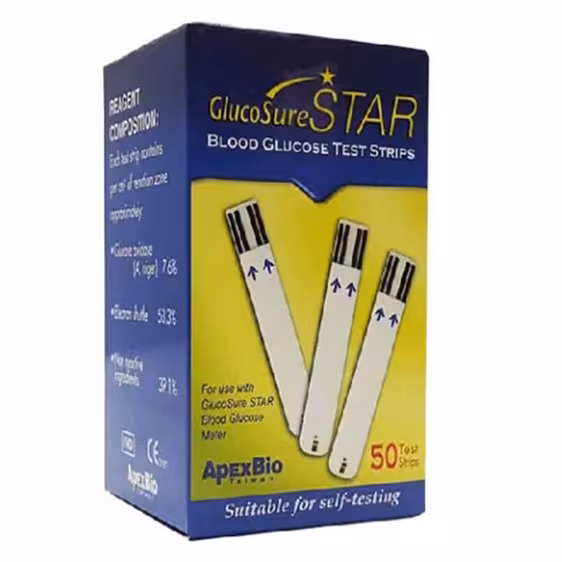 نوار تست قند خون گلوکو شور استار بسته 50 عددی Test Strips