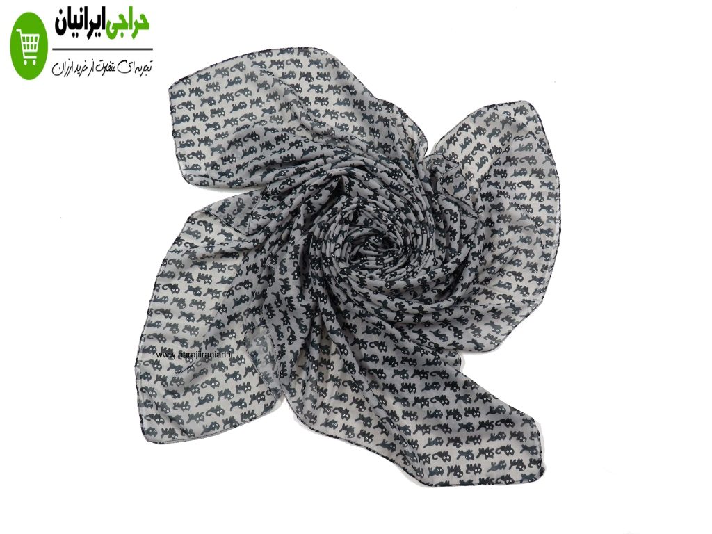 روسری حریر طرح cat کد 123