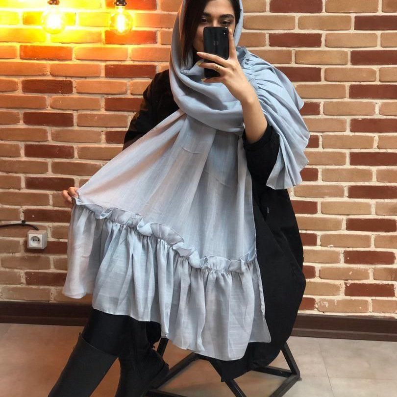 شال نخی آبی یخی