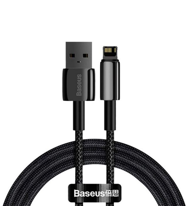 کابل 1 متری شارژ USB به Lightning باسئوس مدل Tungsten Gold Fast Charging CALWJ-01