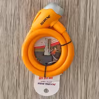 قفل دوچرخه 120 سانتی  برند XDS با روکش لاستیکی رنگ نارنجی جفت کلید 