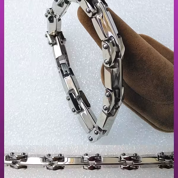 دستبند قفلی نقره ای استیل