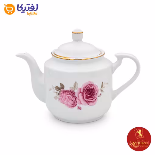 قوری چینی زرین استوانه طرح رزفلاور سایز 8