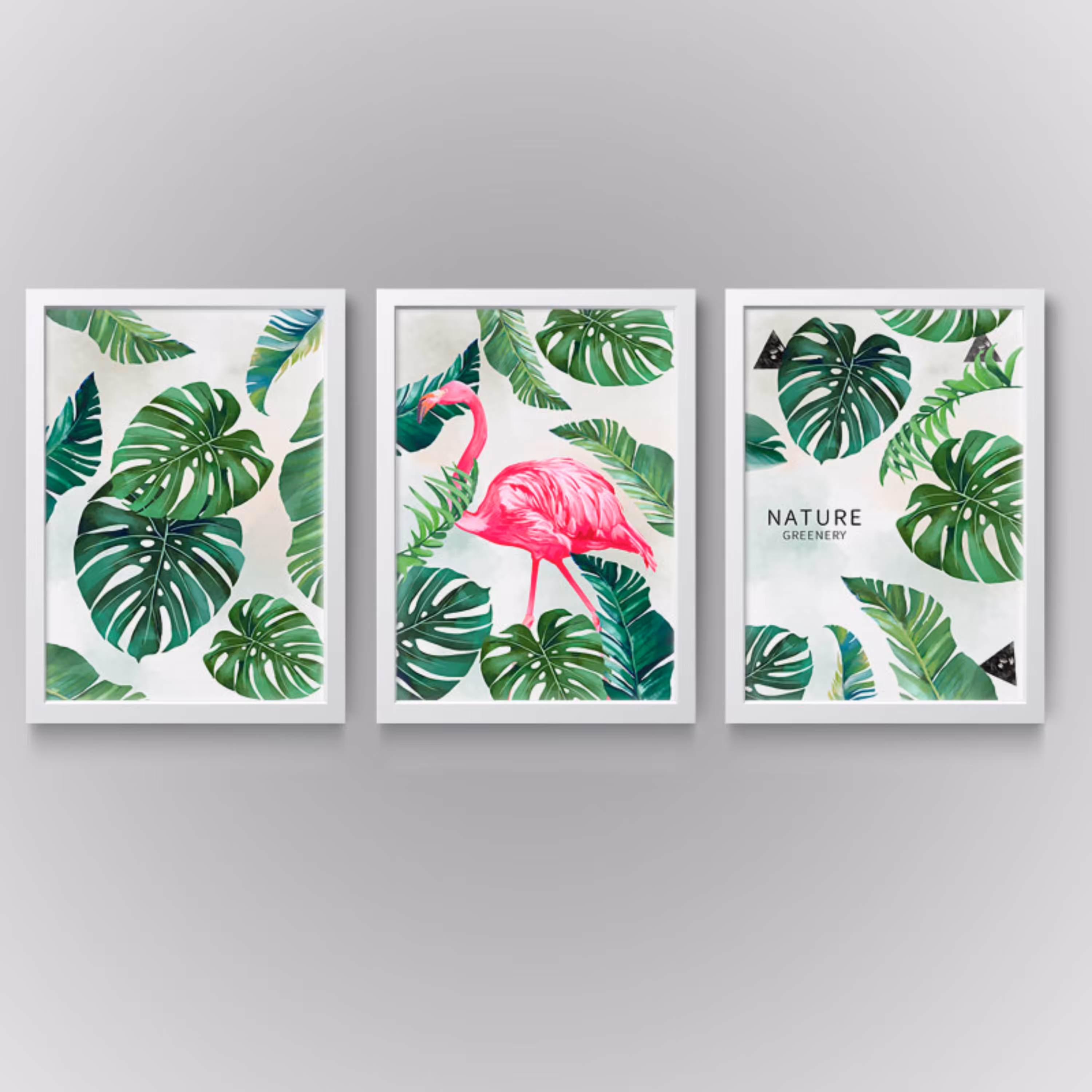 تابلو مدل دکوراتیو طرح فلامینگو کد N180 مجموعه 3 عددی سایز  60 در 40