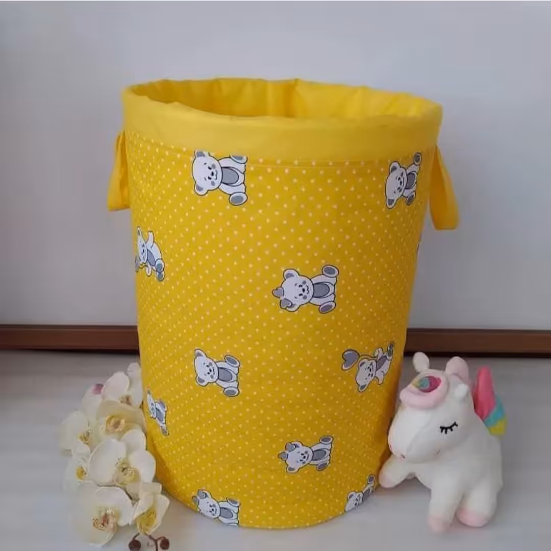 باکس اسباب بازی یا لباس کودک (طرح خرسی رنگ زرد و صورتی) 