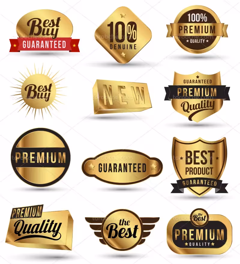 وکتور لیبل محصول طلایی مشکی | گرافیک با طعم تربچه