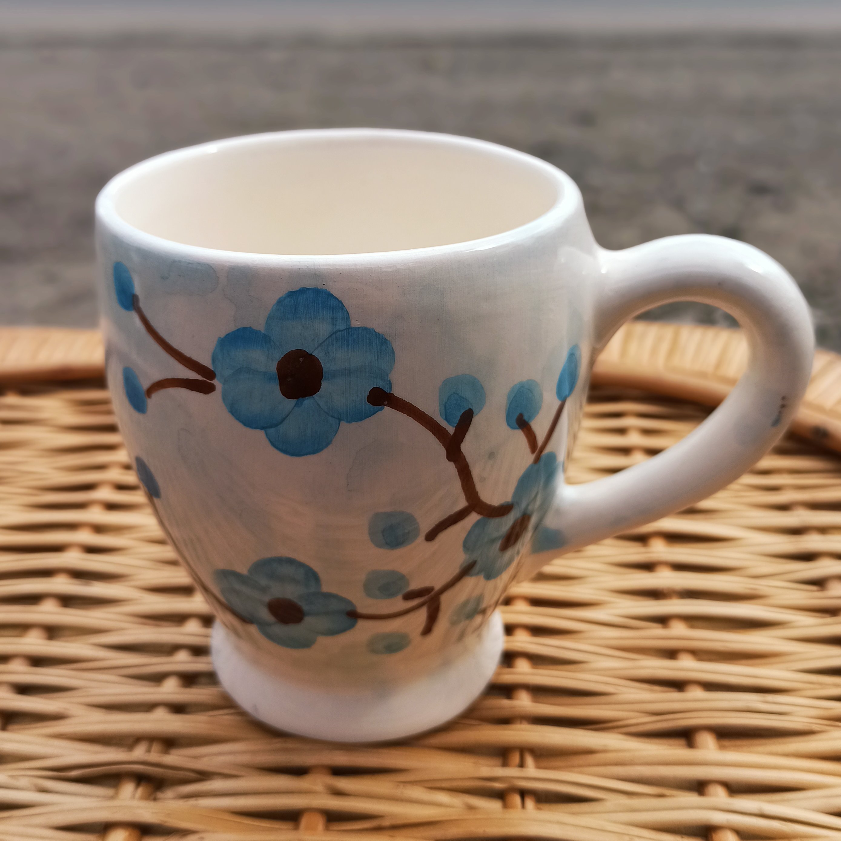 🌼لیوان سرامیکی با کیفیت و زیبا گل آبی🤩