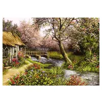 کد 23133 - نخ و نقشه کامپیوتری تابلو فرش عرشیان طرح منظره دهکده