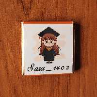 شکلات مراسم دفاعیه و فارغ التحصیلی کاکائو مربعی(حداقل 35 عدد) با طرح اختصاصی و عکس مشتری