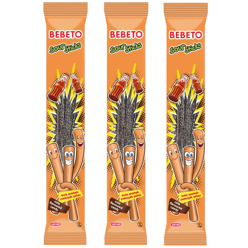 پاستیل لوله ای شکری نوشابه کولا ببتو - 30 گرم بسته 3 عددی