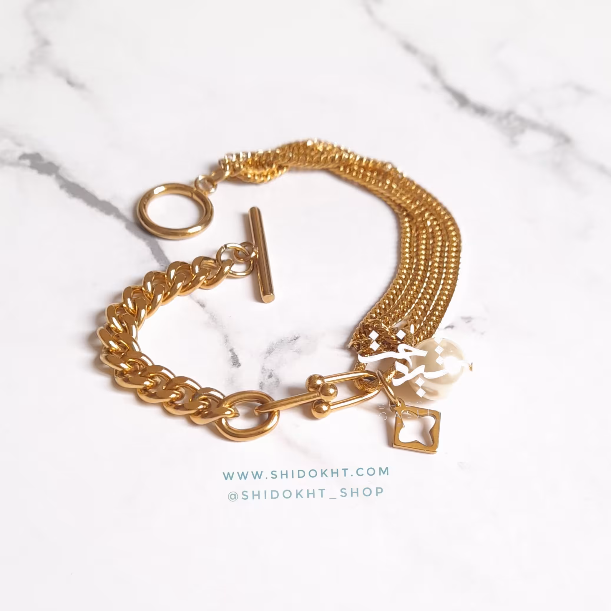 دستبند استیل چندلاین آویزدار دستبند چندلاین دستبند جتاش