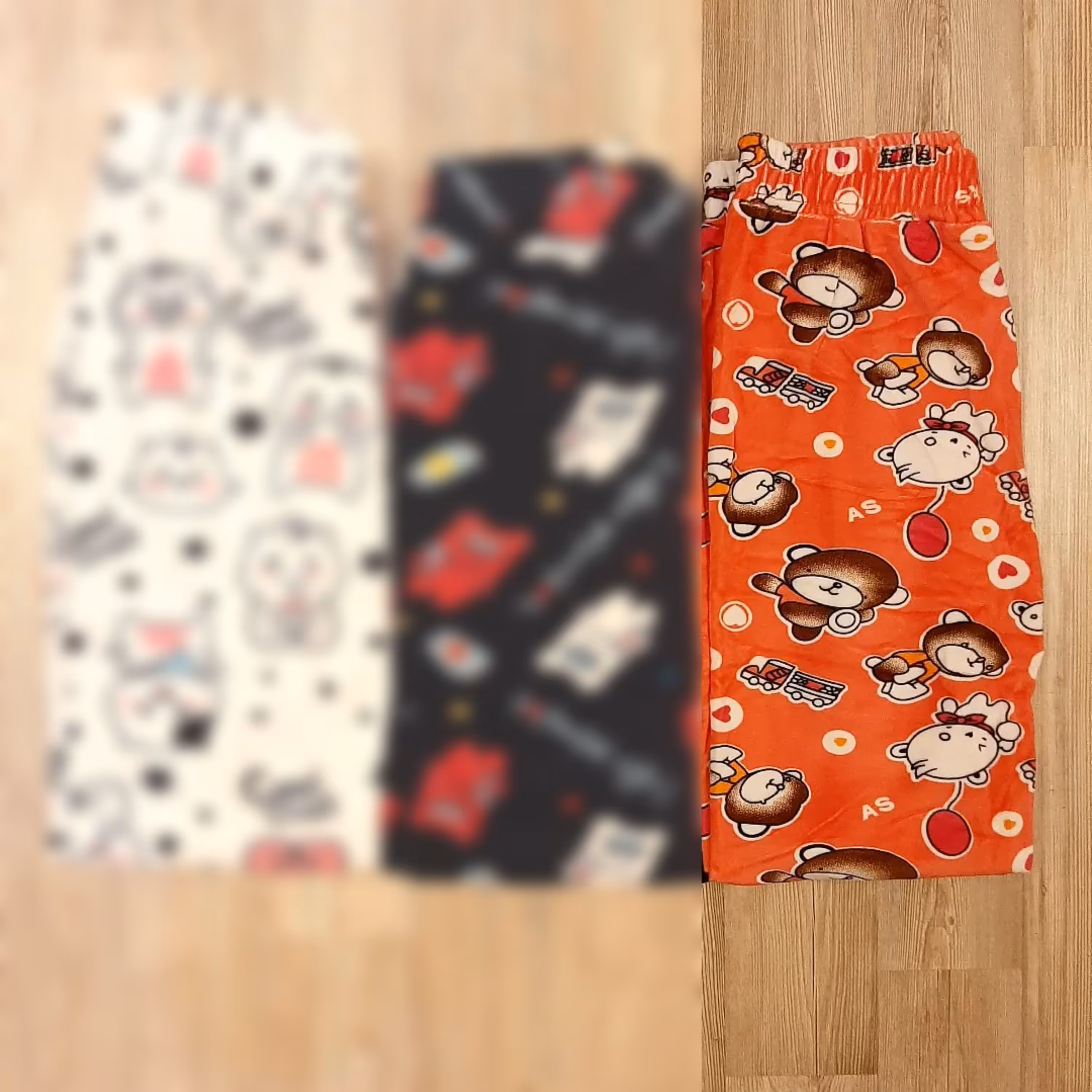 شلوار مخمل عروسکی وارداتی - صورتی طرح عروسک خرسی