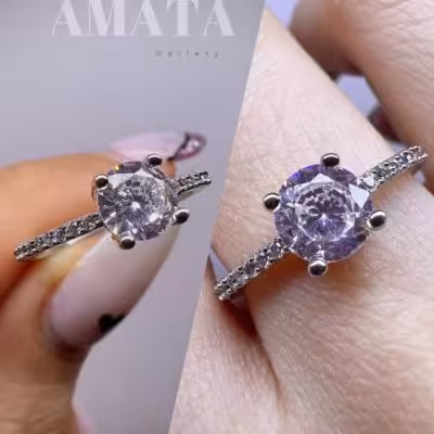 انگشتر استیل جواهری کوارتز سفید تراش برلیانی