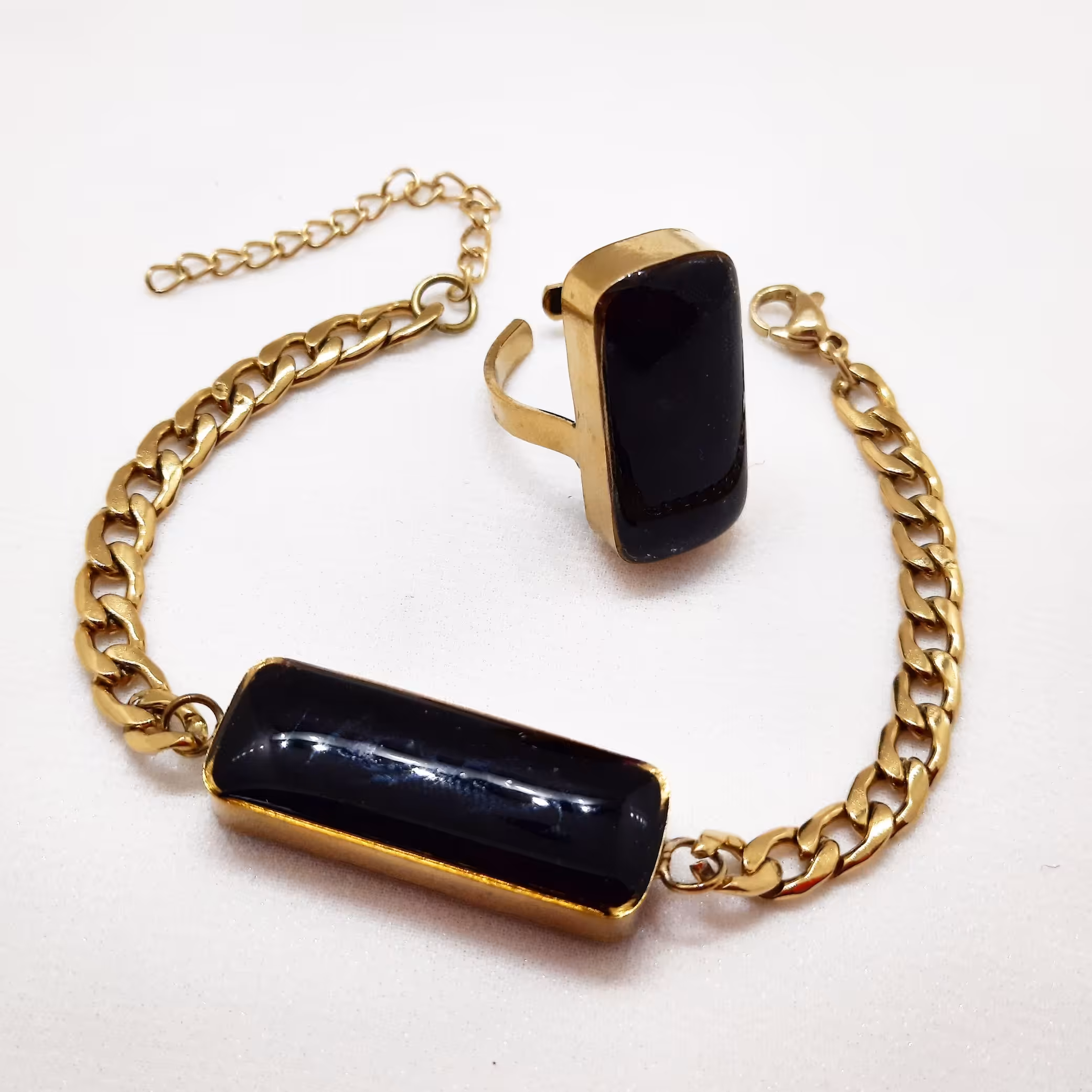 نیم ست اونیکس قابل تنظیم سایز  زنجیر کارتیر استیل بدلیجات زیورآلات 