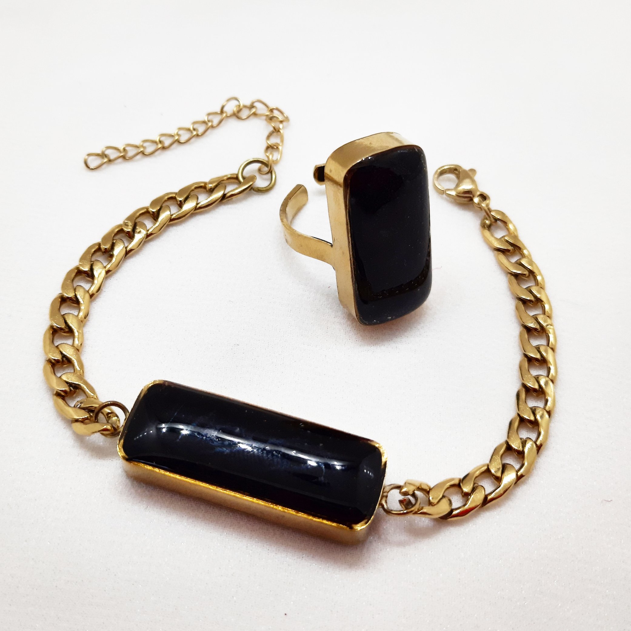 نیم ست اونیکس قابل تنظیم سایز  زنجیر کارتیر استیل بدلیجات زیورآلات 