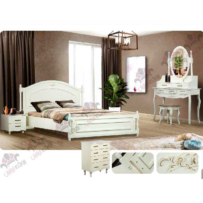 سرویس خواب دو نفره اسپرت سفید عروس مدل پرنس