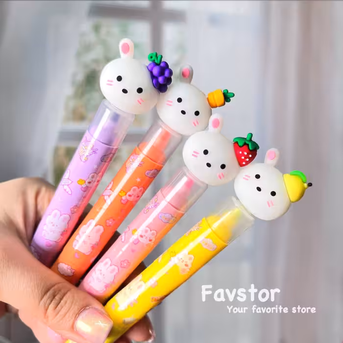 هایلایتر 3 رنگ طرح خرگوش میوه‌ای کد MD-180