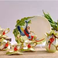 ست چایخوری و شیرینی خوری طرح طوطی بسیار کم یاب خارجی دکوری خاص و جهاز عروس چینی باکیفیت تخفیف ویژه عیدانه ارسال پسکرایه 