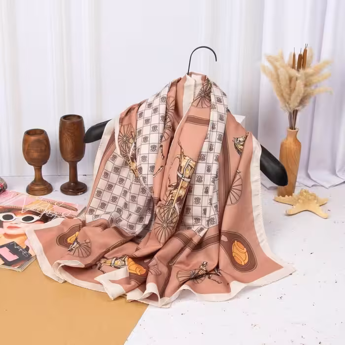 شال سوپر نخ بهاره نسکافه ای روشن ارسال رایگان 