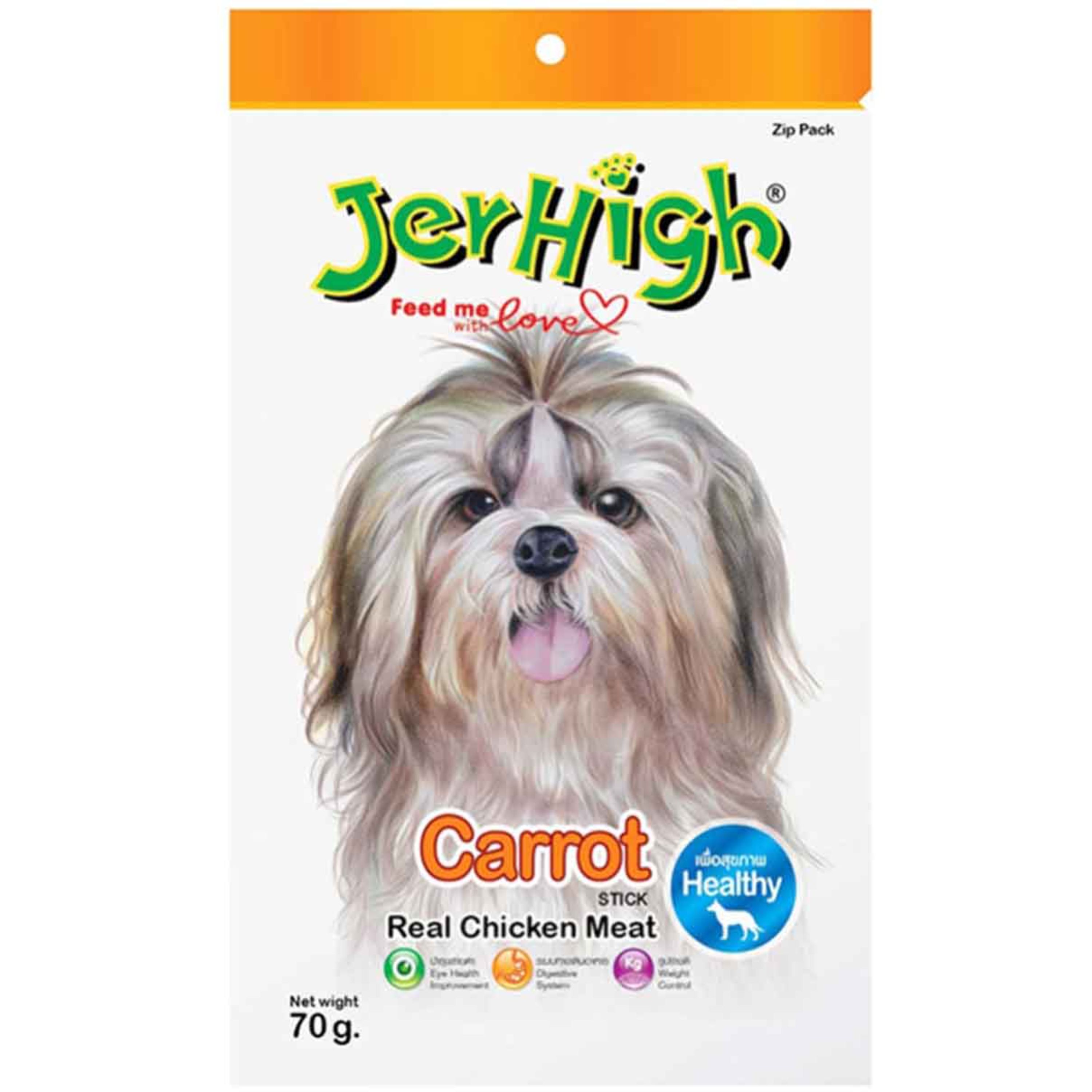 تشویقی سگ جرهای با طعم هویج وزن 70 گرم Jerhigh Chicken Stick Carrot Treat Dog