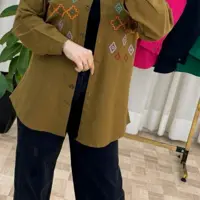 مانتو اسپرت زنانه لنین مدل مانتو لنین پنبه آنزیم شور نرم و لطیف گلدوزی شده شیوا