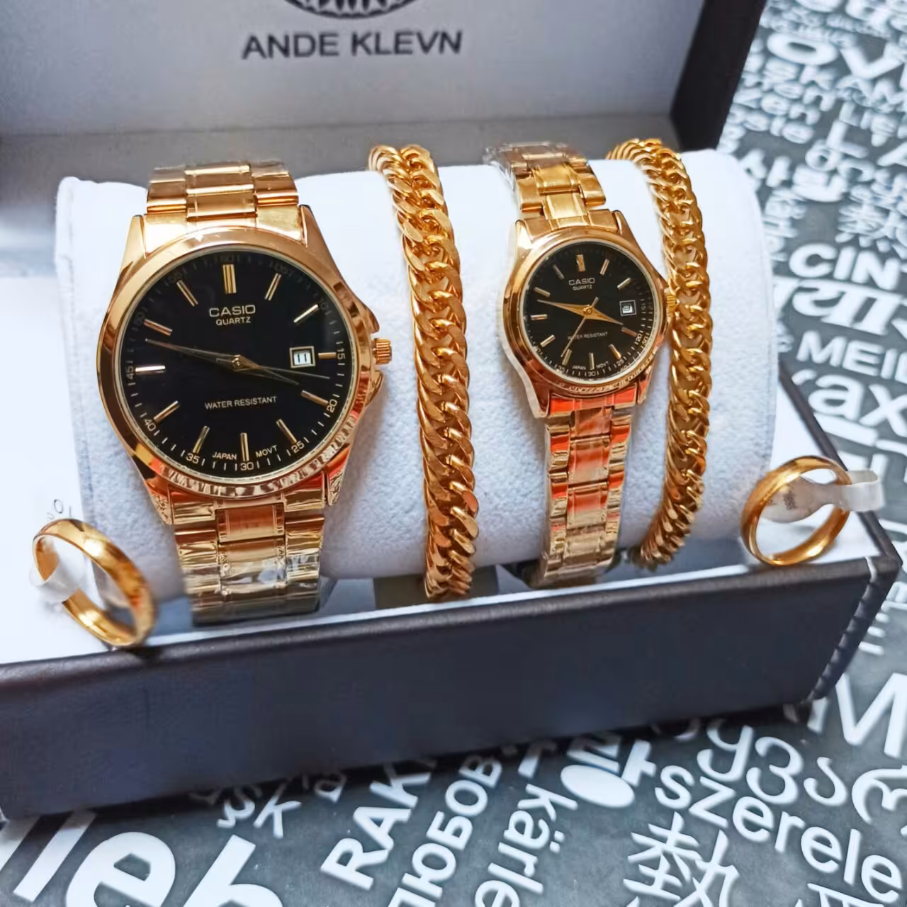 ست زنانه مردانه دستبند حلقه و ساعت کاسیو شرکتی  Casio 