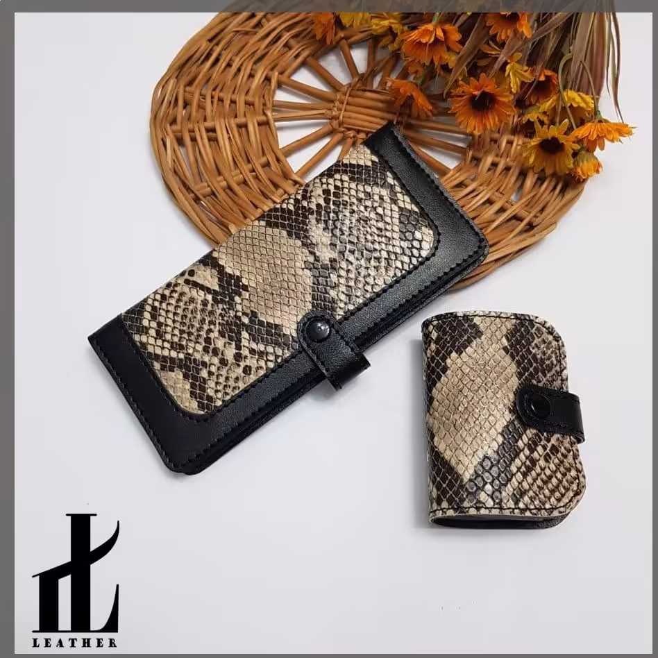 کیف پول و جاکارتی چرم صنعتی پیتون