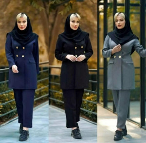 مانتو شلوار زنانه کرپ مدل اداری باران