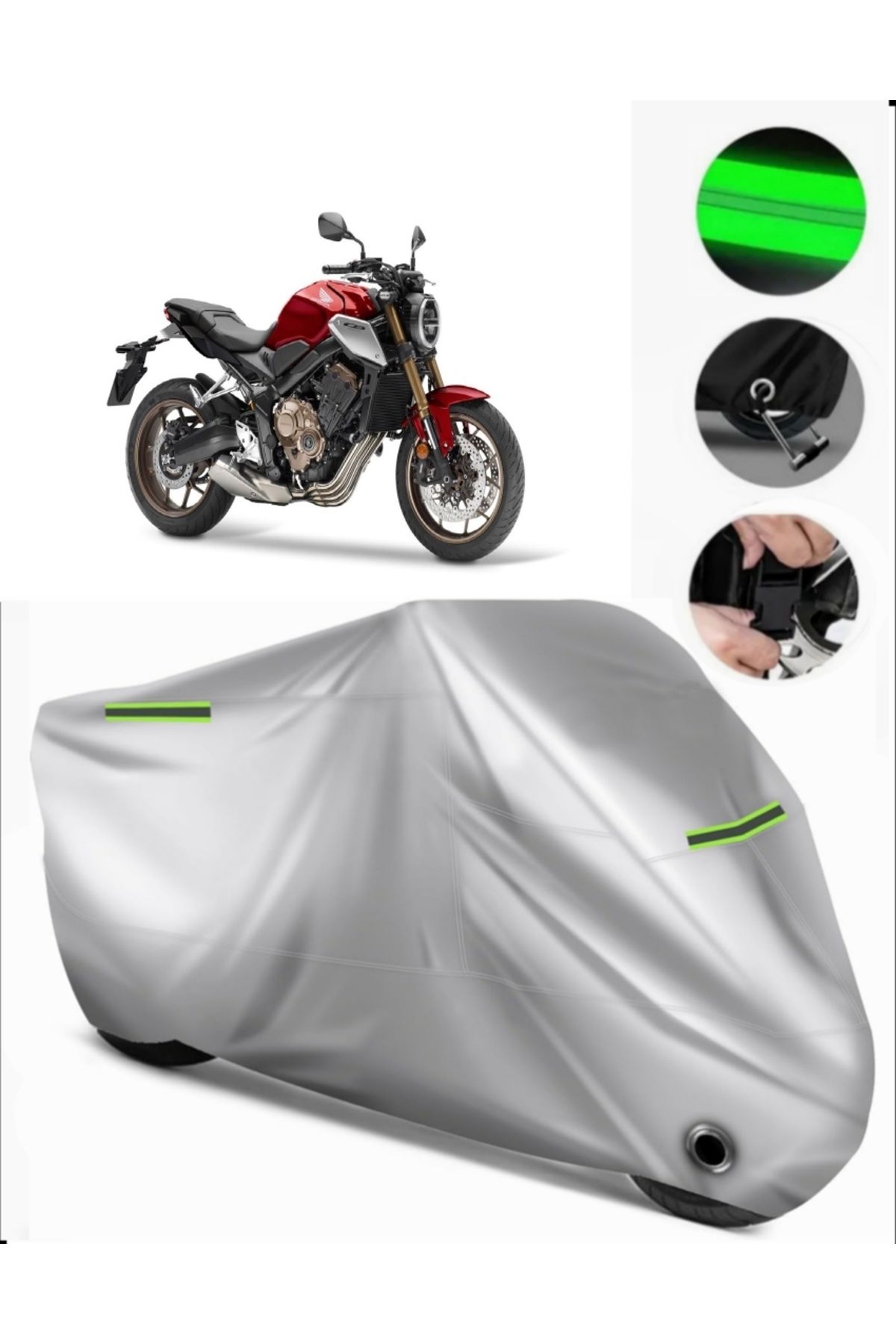 چادر موتورسیکلت خاکستری HONDA CBR 650 R سازگار با برزنت مرمر LOCK GRI MotoEn