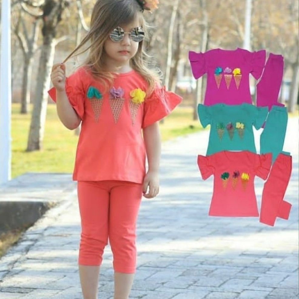 ست تاپ و شلوارک بچگانه طرح بستنی