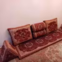 پشتی شاه نشین 7 تکه ترمه رنگ قرمز کد 1