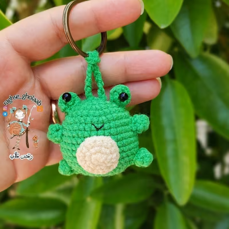 قورباغه بافتنی آویز کلید و کیف رنگ بندی به سلیقه مشتری 