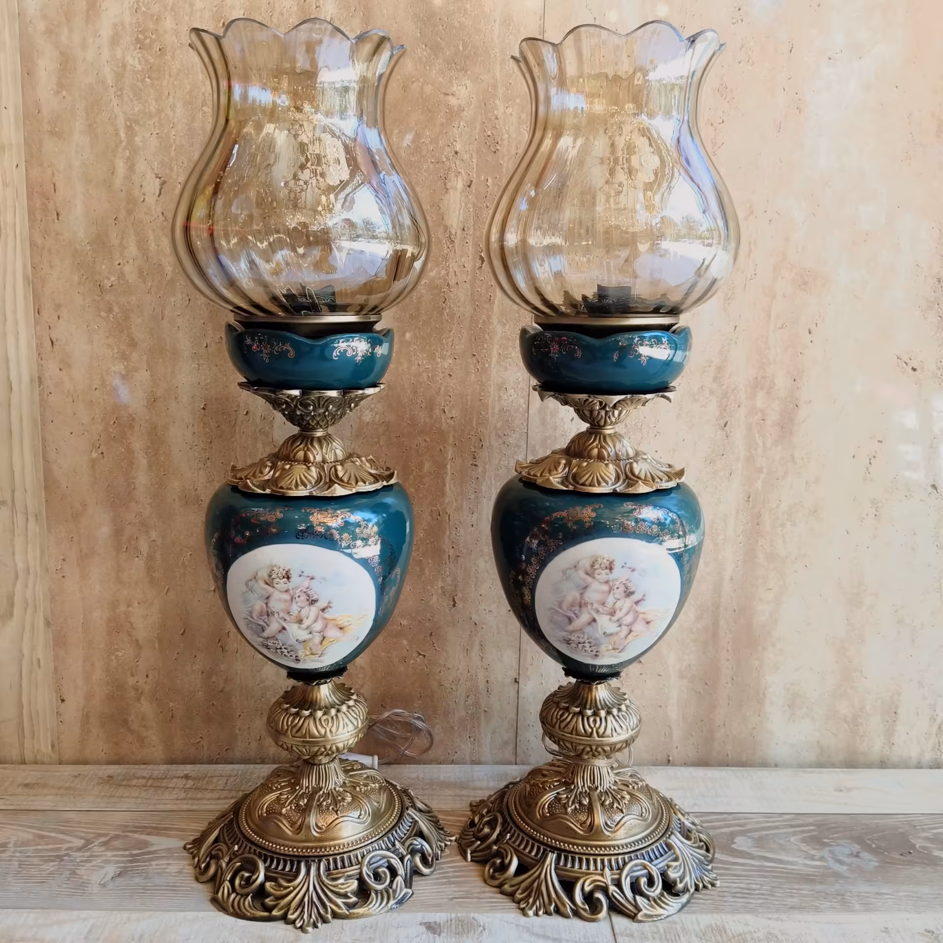 چراغ رومیزی شمعدان فرشته سرامیکی یشمی ارتفاع 60سانت ارسال رایگان گالری نوروزی