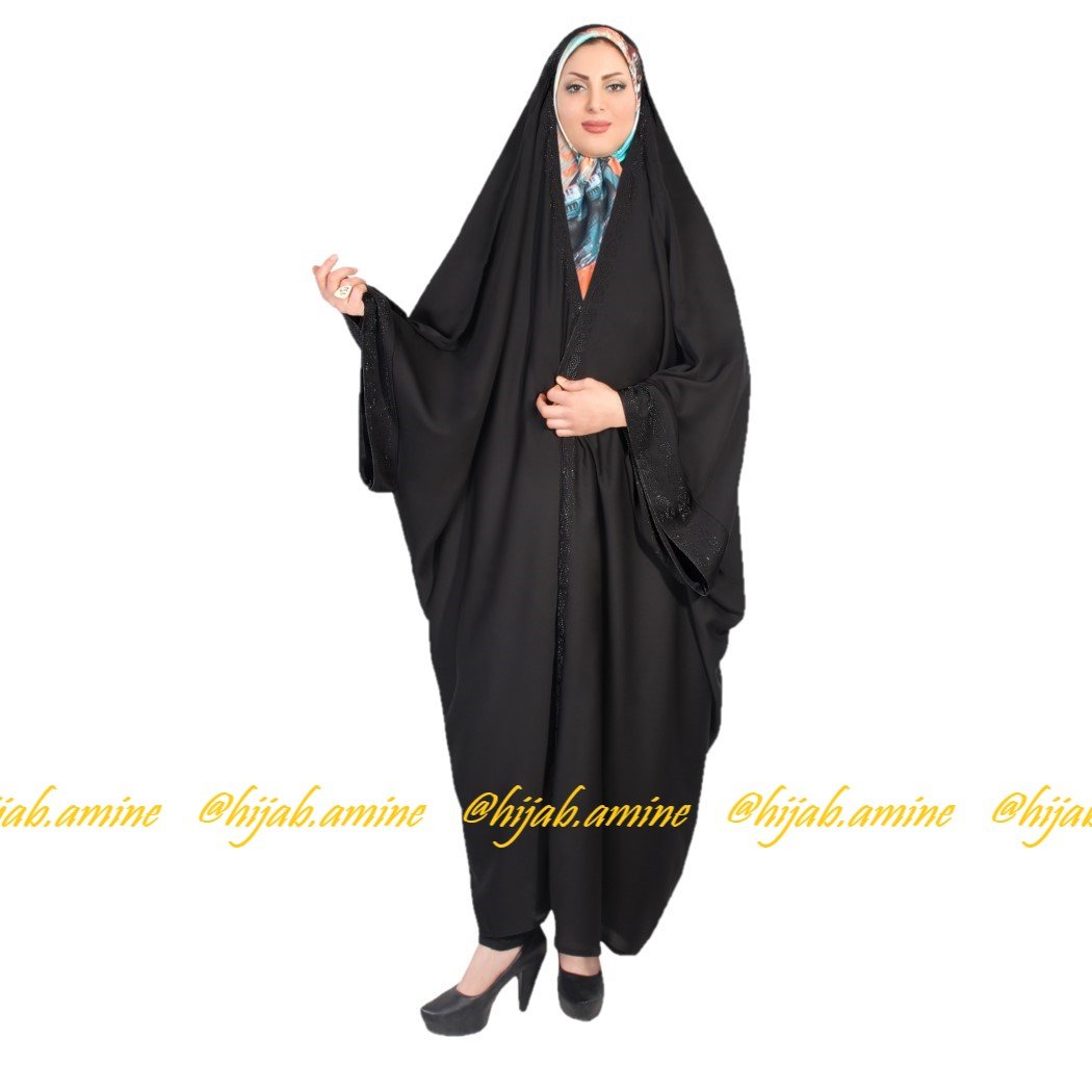 چادر عبا یاسمین (آستین کیمونو) جنس کرپ حریرالاسود کره اصل (مات)