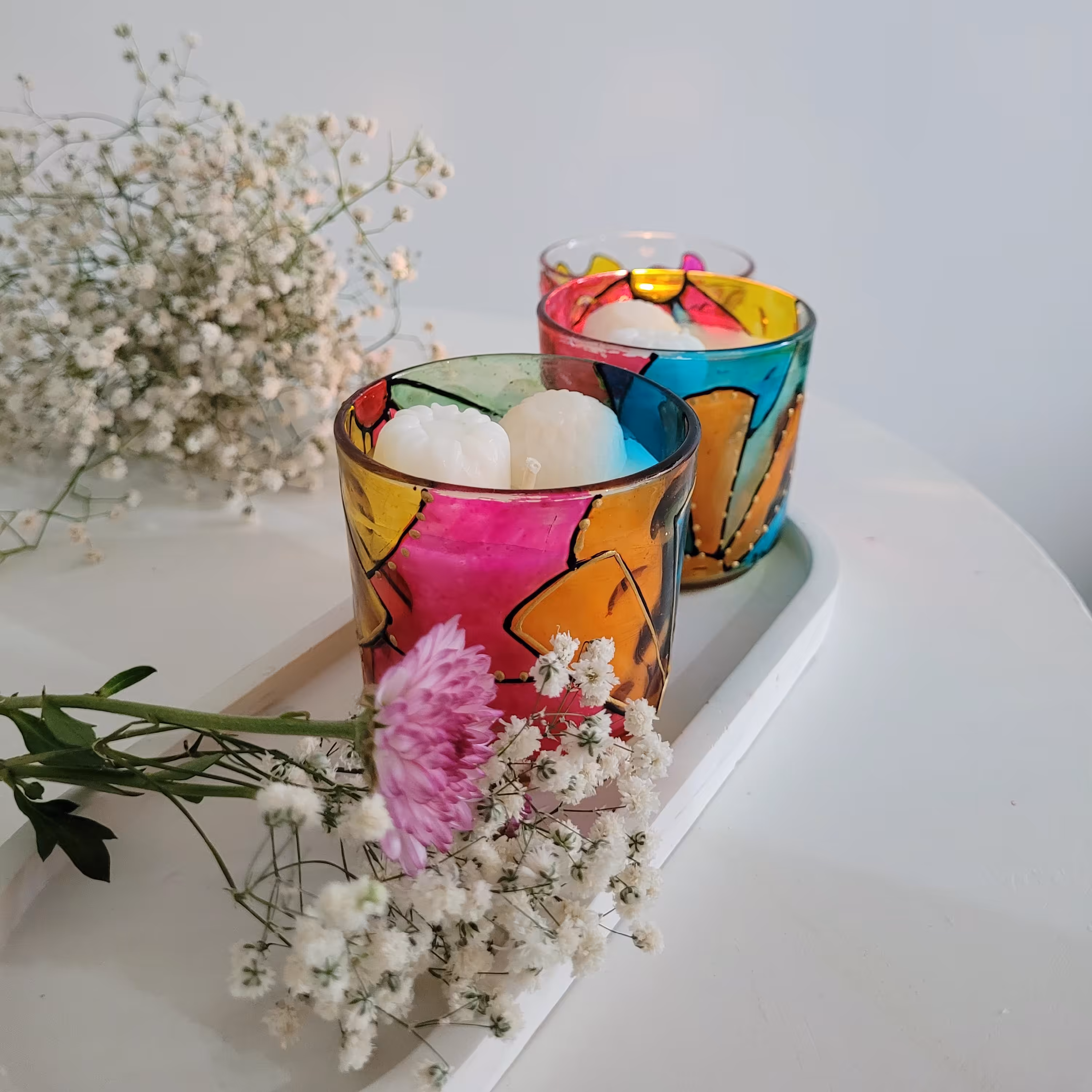 شمع لیوانی رنگی ویترای