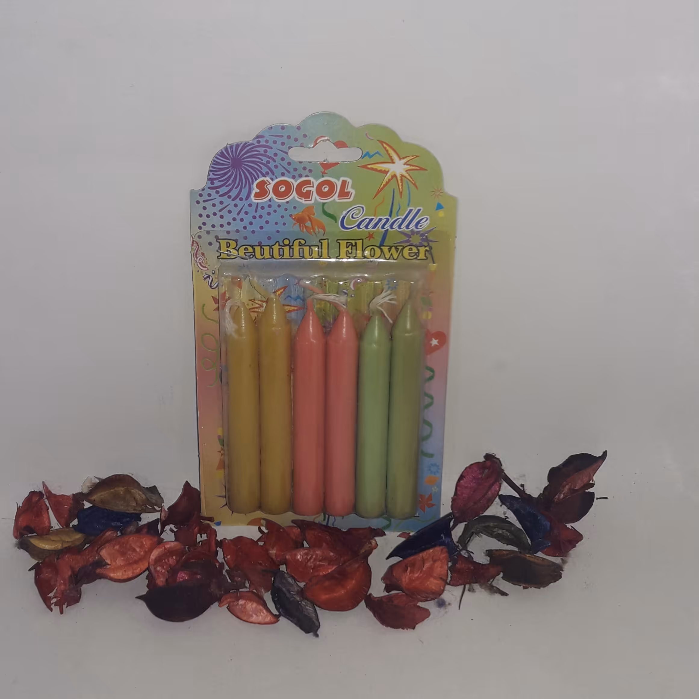 شمع بسته 6 تایی رنگی