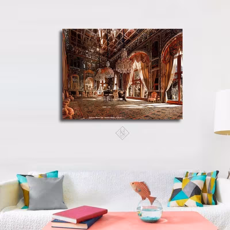 تابلو شاسی تالار آینه کمال الملک  اندازه 20 در 25 سانت