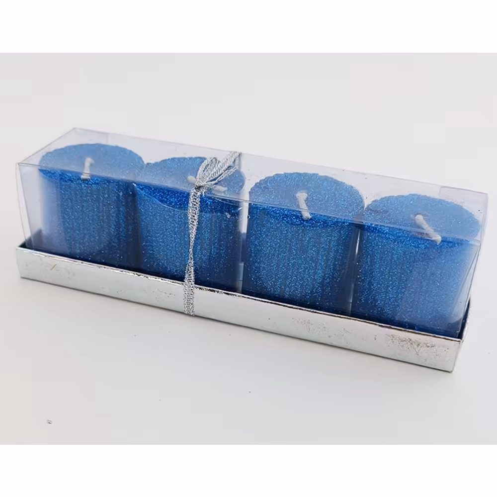 شمع اکلیلی استوانه ای آبی پک 4 عددی