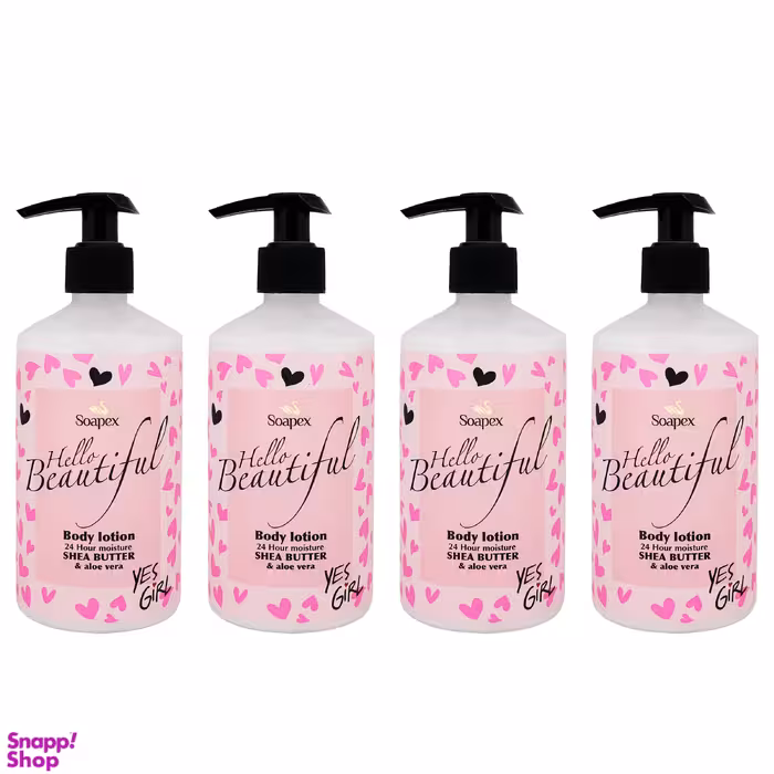 لوسیون بدن سوپکس (Soapex) مدل Shea butter و Aloe vera حجم 350 میلی‌لیتر بسته 4 عددی