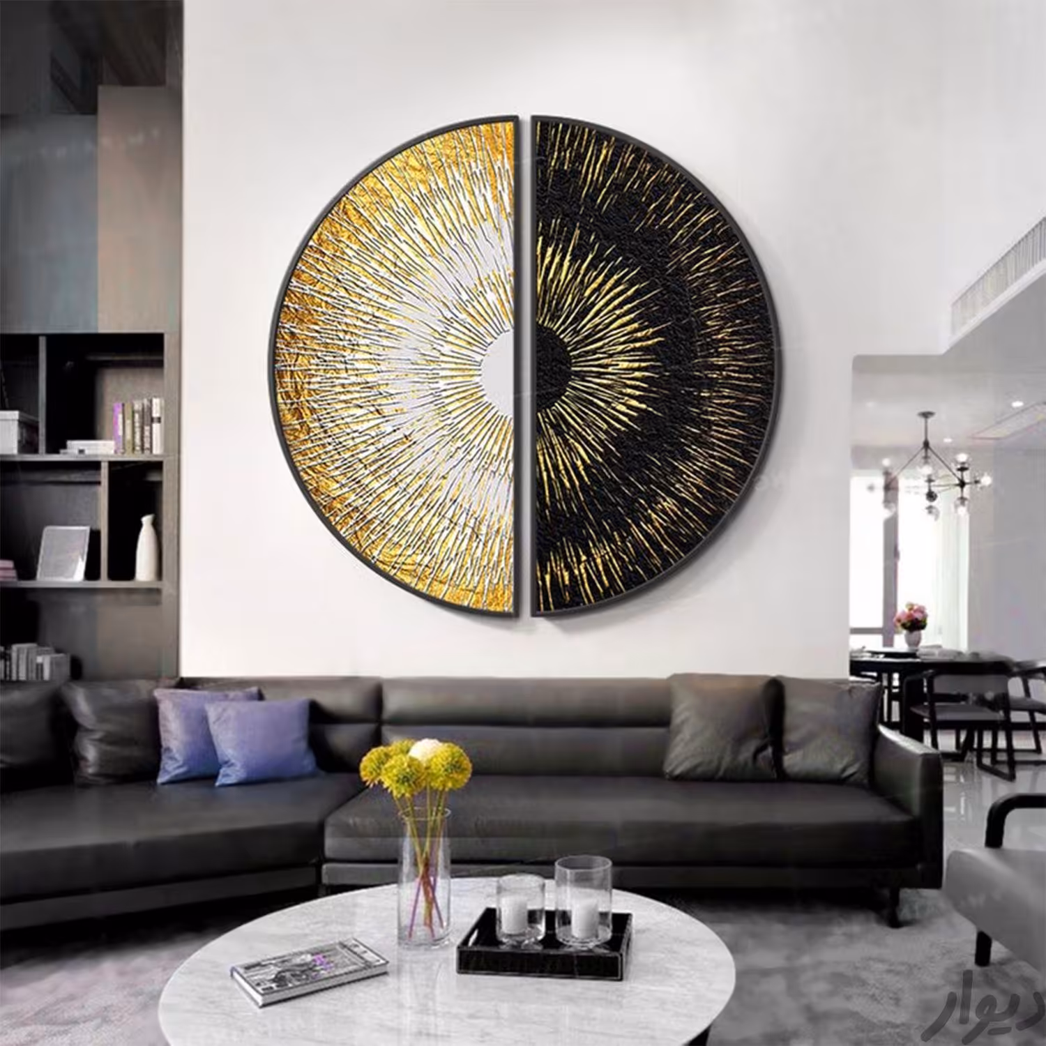 تابلو دکوراتیو دایره دو تکه