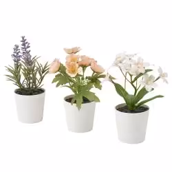 مجموعه 3 عددی گلدان و گل مصنوعی ایکیا  مدل FEJKA