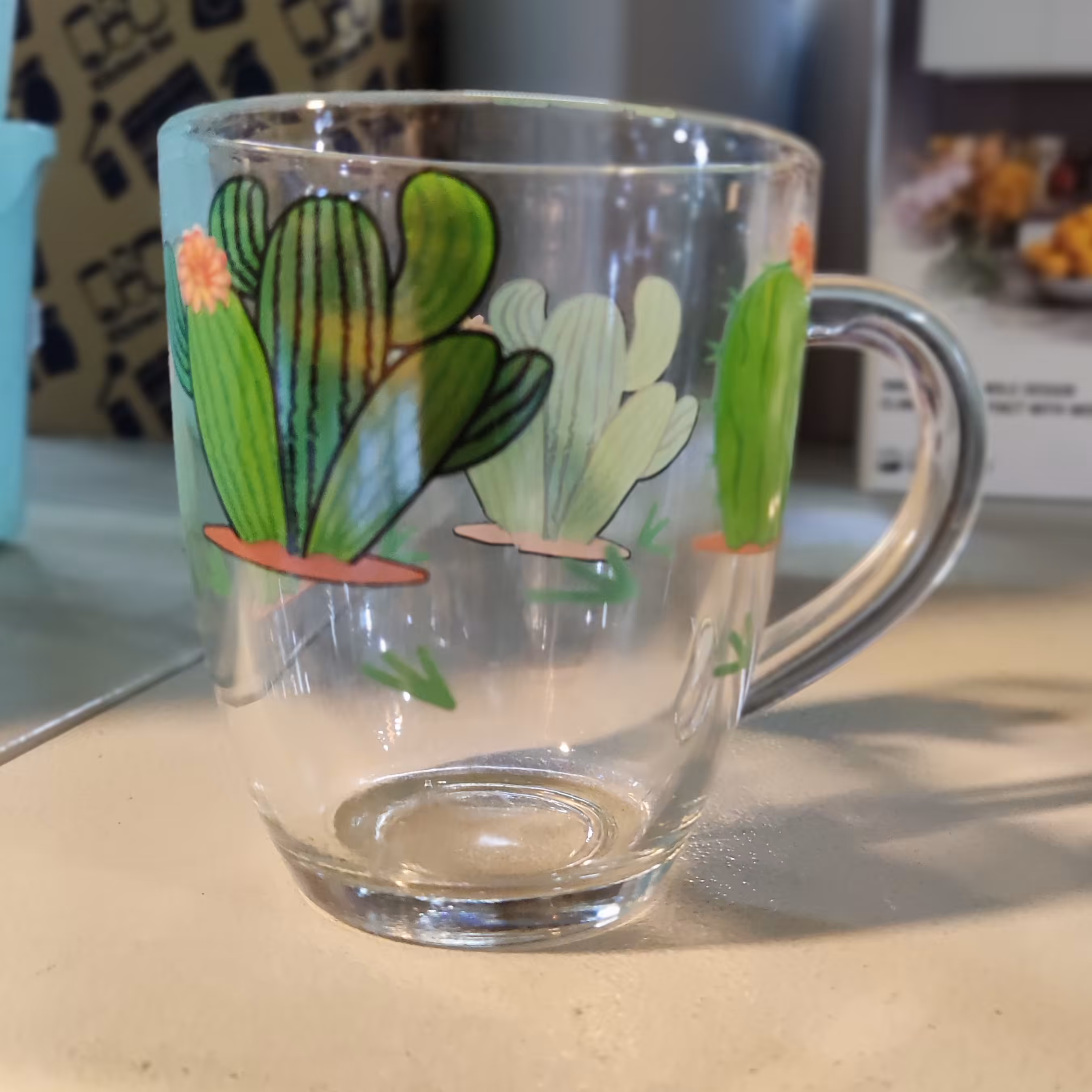 ماگ شیشه ای طرح کاکتوس 