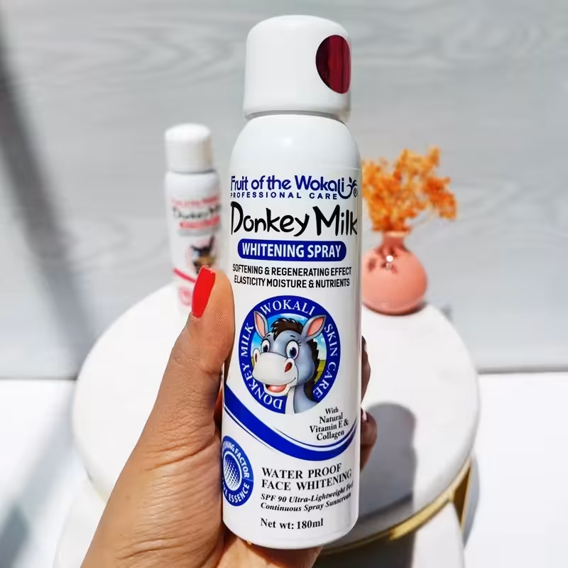 اسپری ضدآفتاب شیر الاغ سفید کننده با محافظت قوی و روشن کنندگی پوست