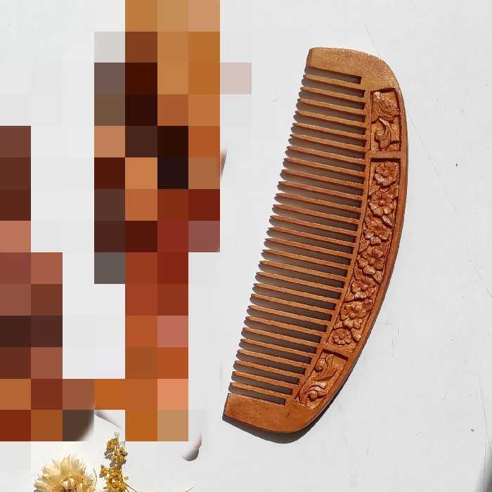 شانه چوبی هلال منبت