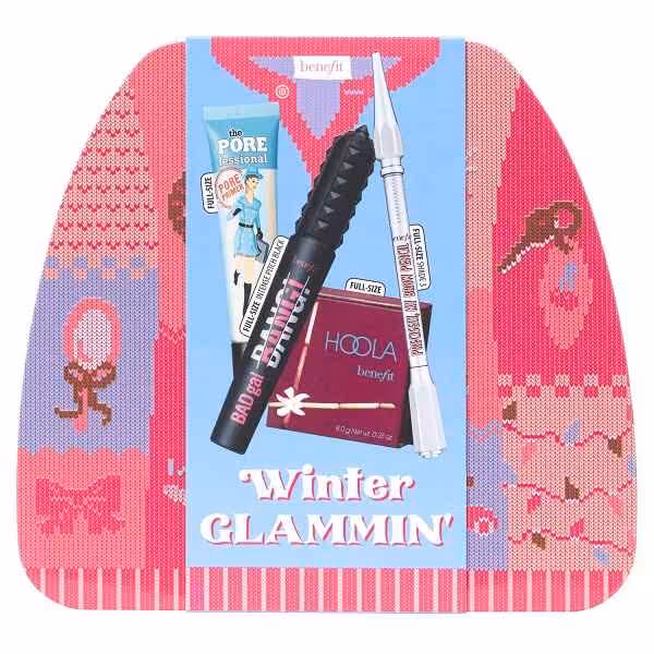 پک آرایش بنفیت BENEFIT مدل WINTER GLAMMIN سایز بزرگ | مداد ابرو، ریمل، برنزر رژگونه، پرایمر