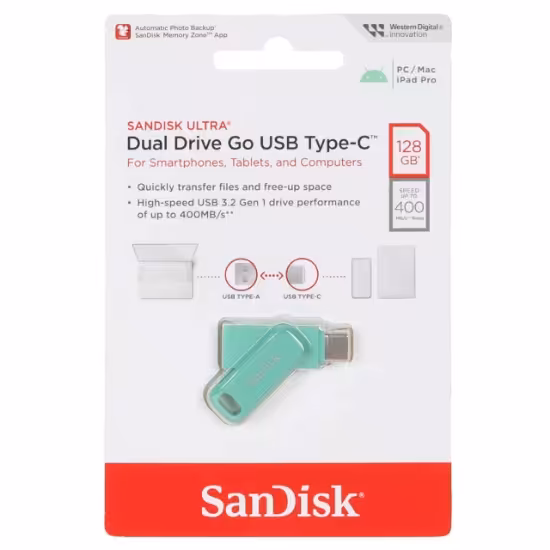 فلش مموری سن دیسک مدل Ultra Dual Drive Go USB Type-C USB3.2 ظرفیت 128 گیگابایت