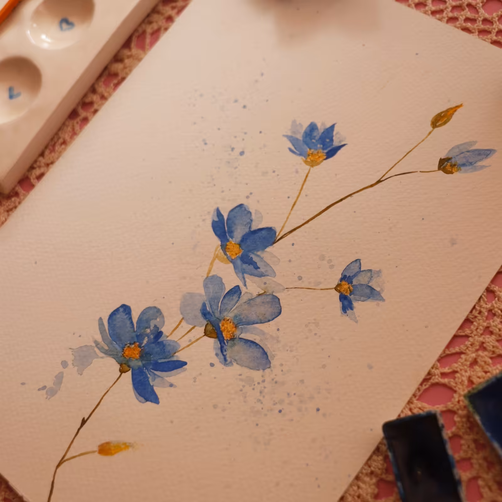 نقاشی گل آبرنگی A4