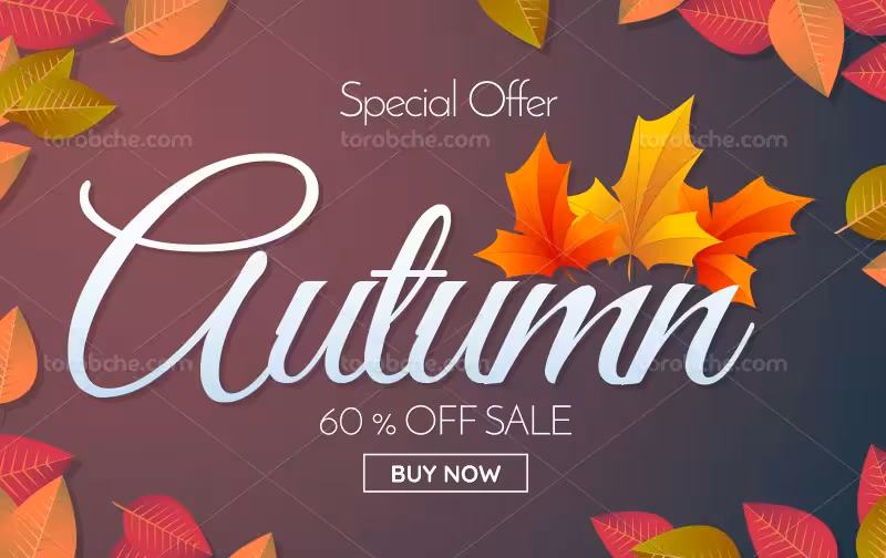 وکتور بنر فروش با برگ های پاییزی | گرافیک با طعم تربچه