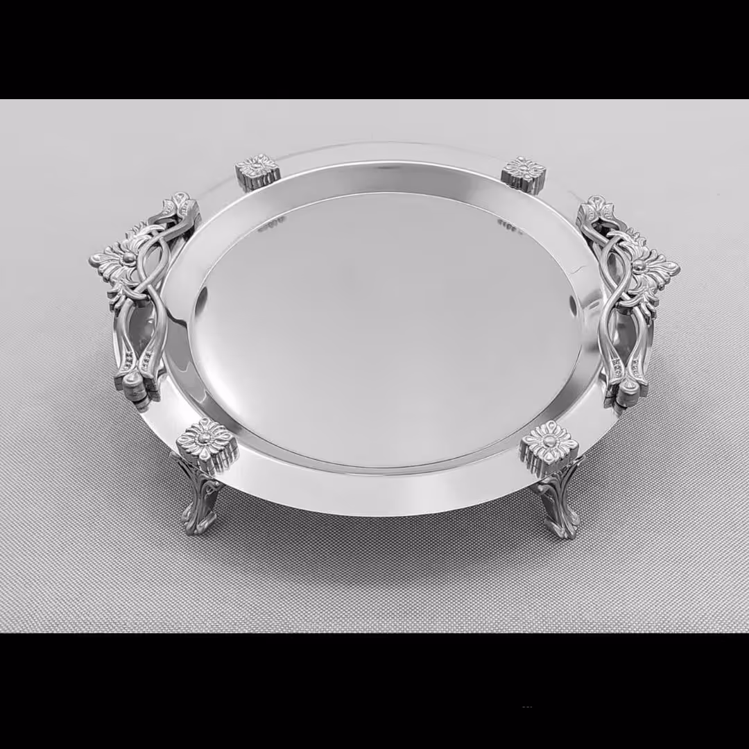 سینی استیل گرد متوسط کد 407 سیلور 